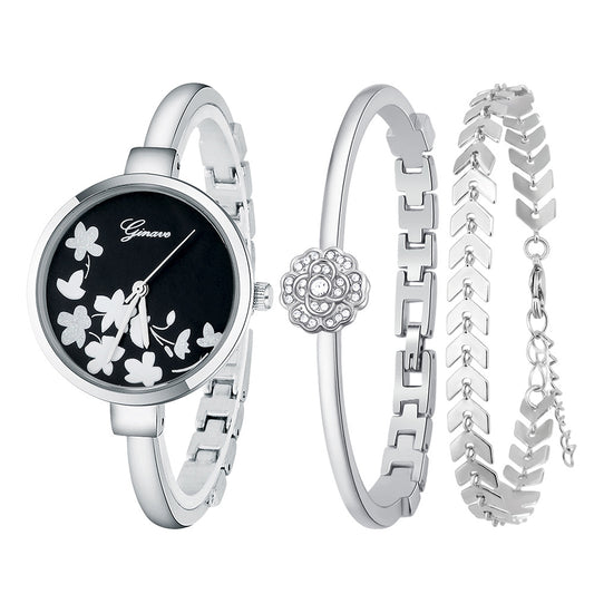 American Smart Geneva style women's quartz watch with jewelry set, featuring trendy design and elegant accessories.