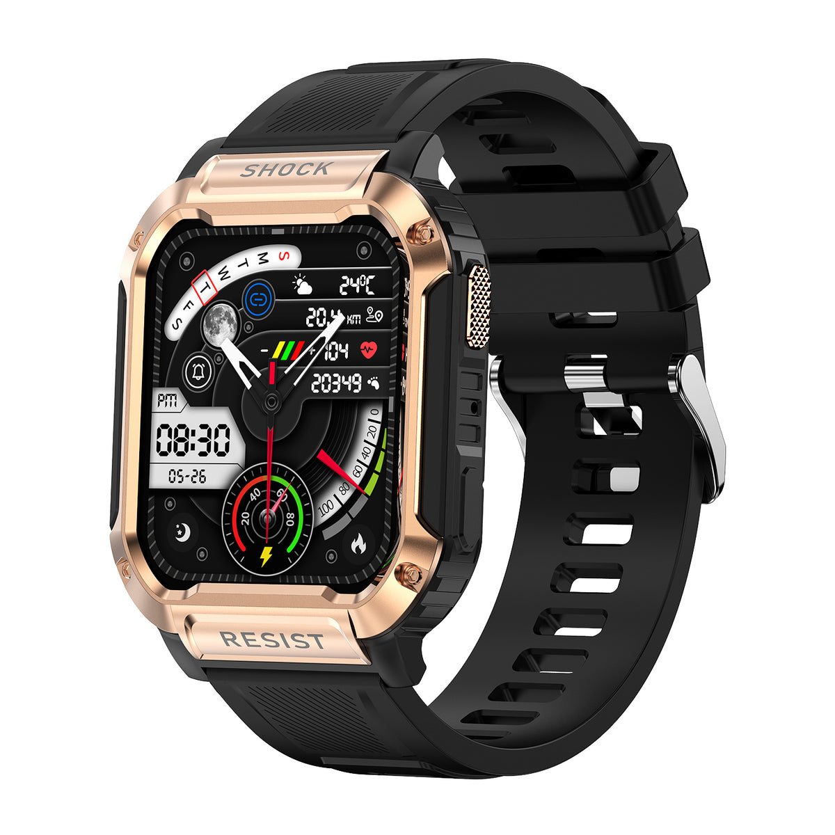 American Smart NK36 Bluetooth smartwatch displaying heart rate, blood pressure, blood oxygen levels, and multiple sport modes.