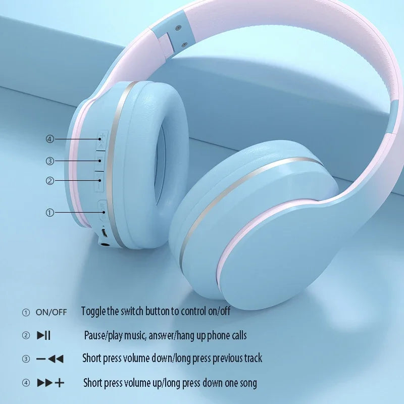 DR56 Headset Wireless Bluetooth Headset Children's Online Game Class Call E-sports Headset New Gradient. - American Smart