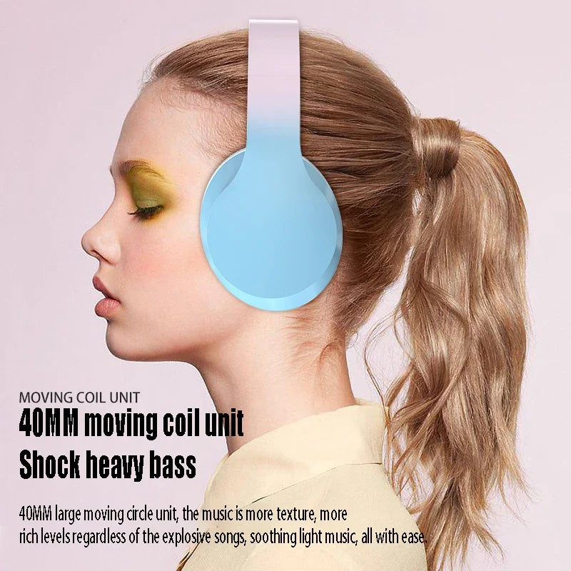 DR56 Headset Wireless Bluetooth Headset Children's Online Game Class Call E-sports Headset New Gradient. - American Smart