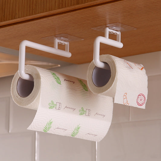 American Smart punch-free kitchen paper towel rack with plastic wrap holder and toilet paper hook for easy storage and organization.
