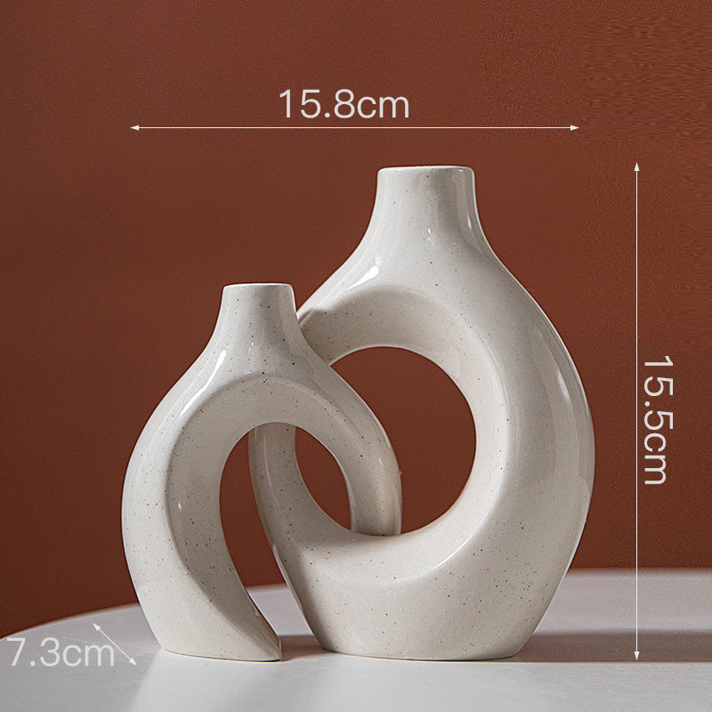 Abstract ceramic couple candle holder and irregular circle vase by American Smart, decorative figurine for living room or hotel decor