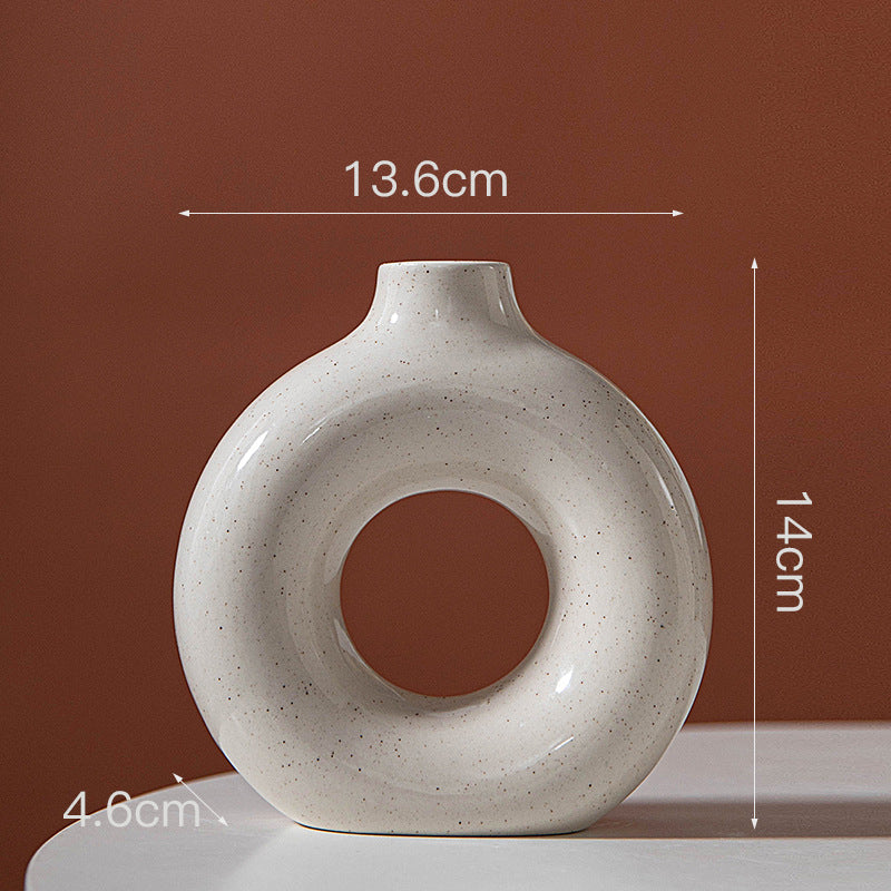 Abstract ceramic couple candle holder and irregular circle vase by American Smart, perfect for living room or hotel decor.