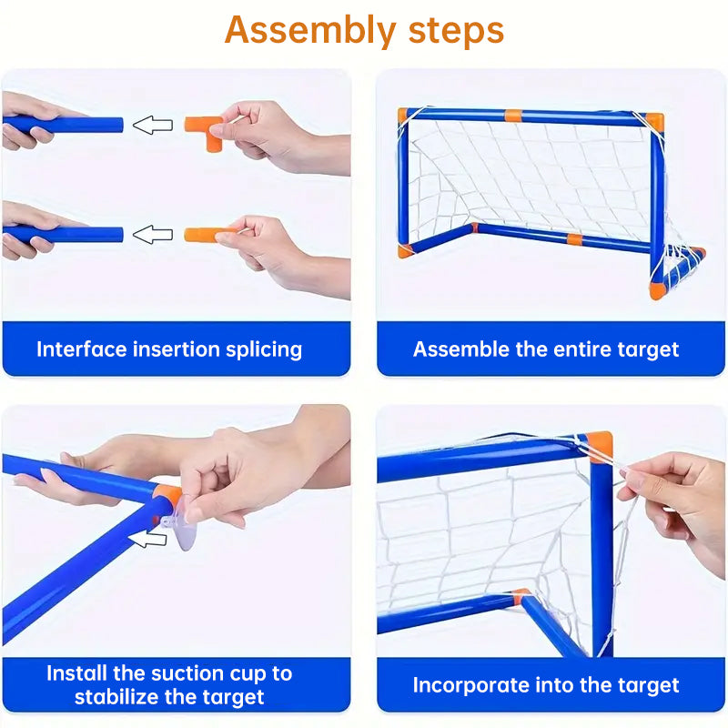 Mini foldable plastic soccer set with detachable posts by American Smart, ideal for indoor and outdoor kids' birthday play.