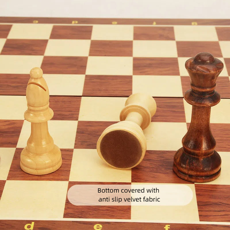 Magnetic wooden folding chess board with checkers, suitable for adults and children, by American Smart EP, showing the game setup.