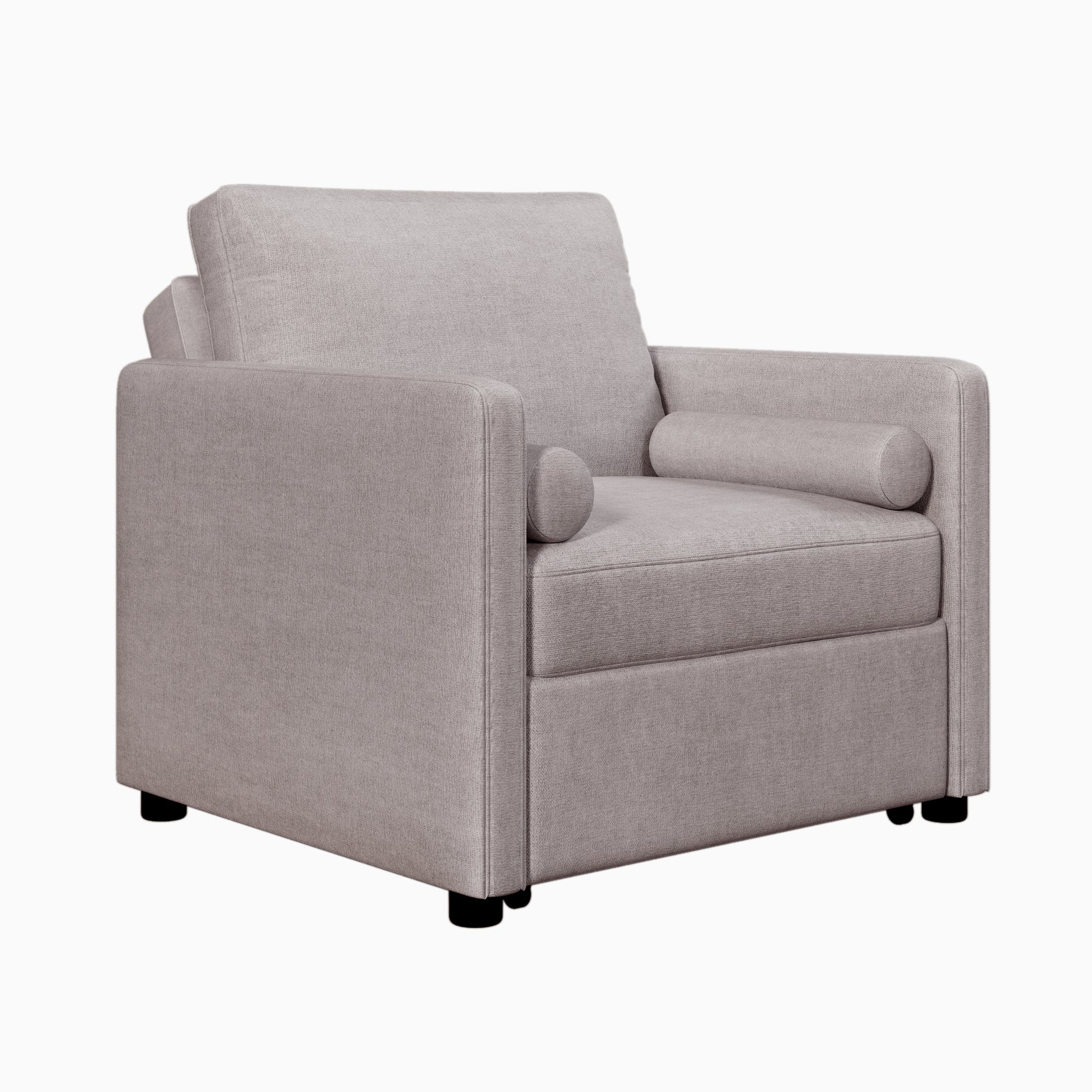Tan American Smart 3-in-1 convertible sleeper chair with adjustable backrest, lounger, and bed function, linen upholstery.