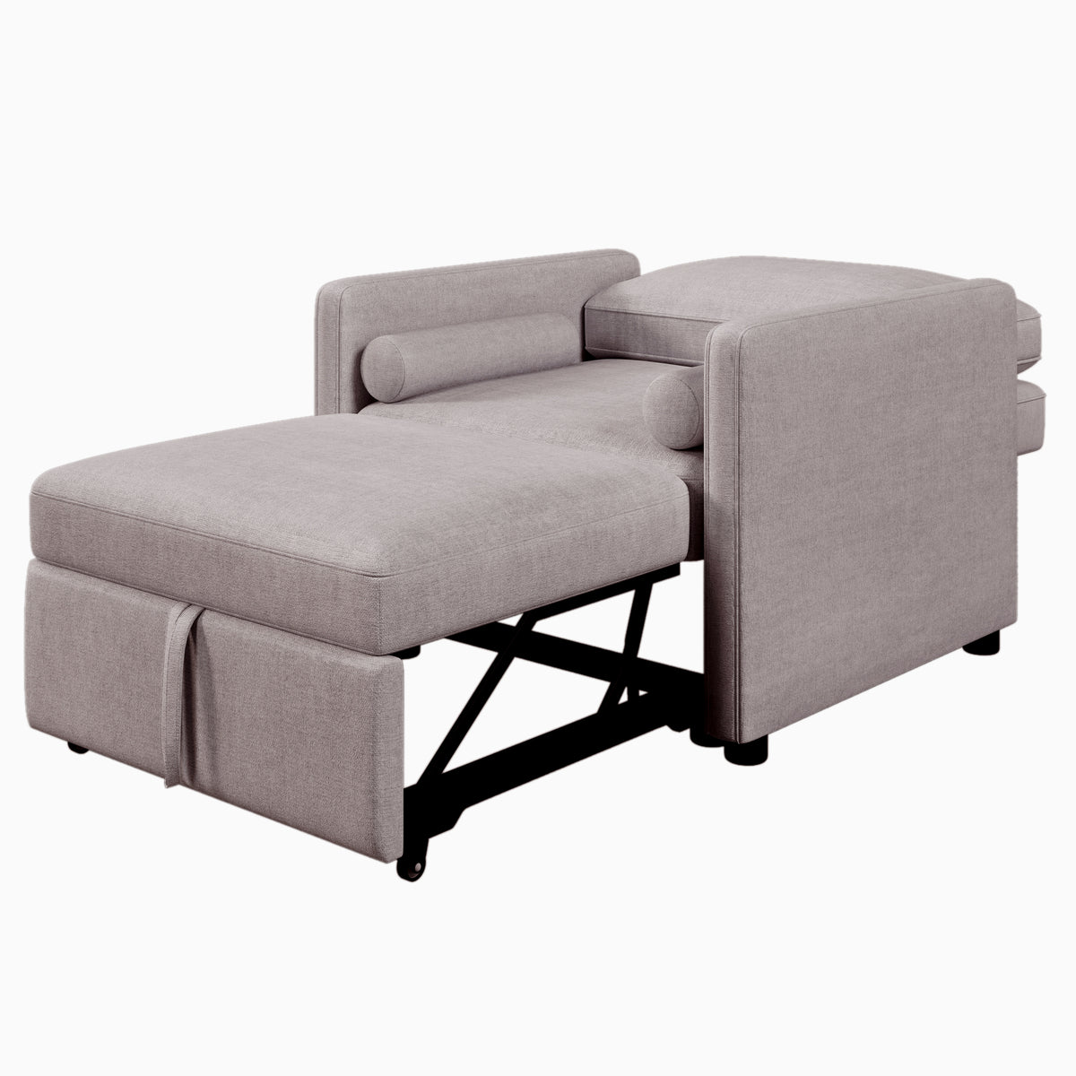 American Smart 3-in-1 convertible sleeper chair in tan linen with adjustable backrest, serving as a lounger, bed, or single bed.