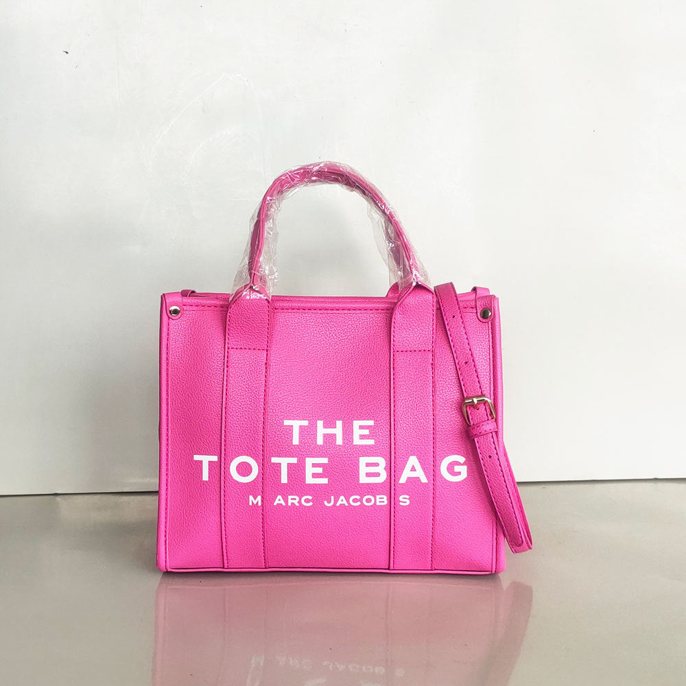 Small women's trendy fashion tote bag by American Smart, stylish single shoulder and crossbody bag in black leather.