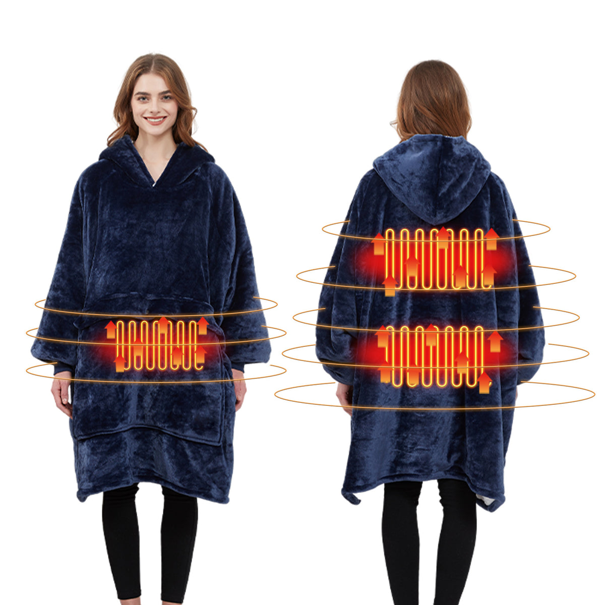 American Smart EP USB carbon fiber heated lazy blanket hoodie, thick, washable electric blanket perfect for winter warmth.