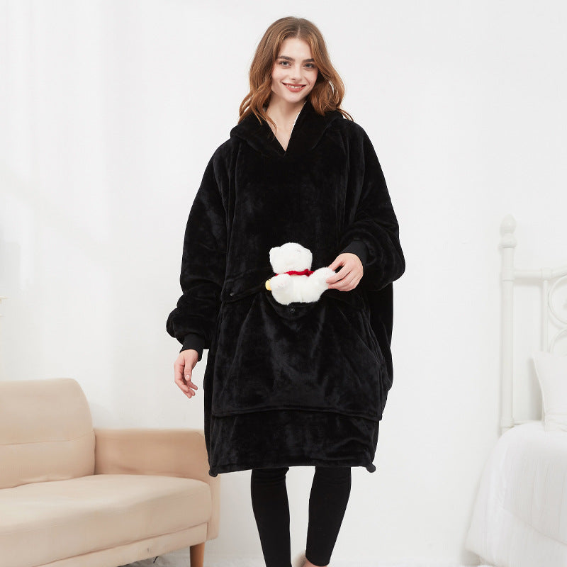 American Smart EP USB carbon fiber heated lazy blanket worn as a hoodie, thick, washable electric blanket for winter warmth.