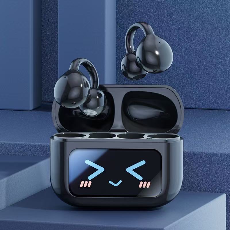 Open ear clip wireless earbuds by American Smart with built-in mic, waterproof design, ideal for sports, running, and workouts.