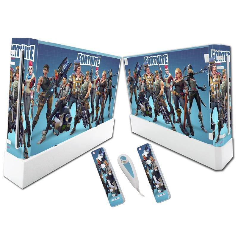Colorful PVC decal skin sticker for Wii gaming console, featuring vibrant American Smart - EP design and decorative game-inspired graphics.