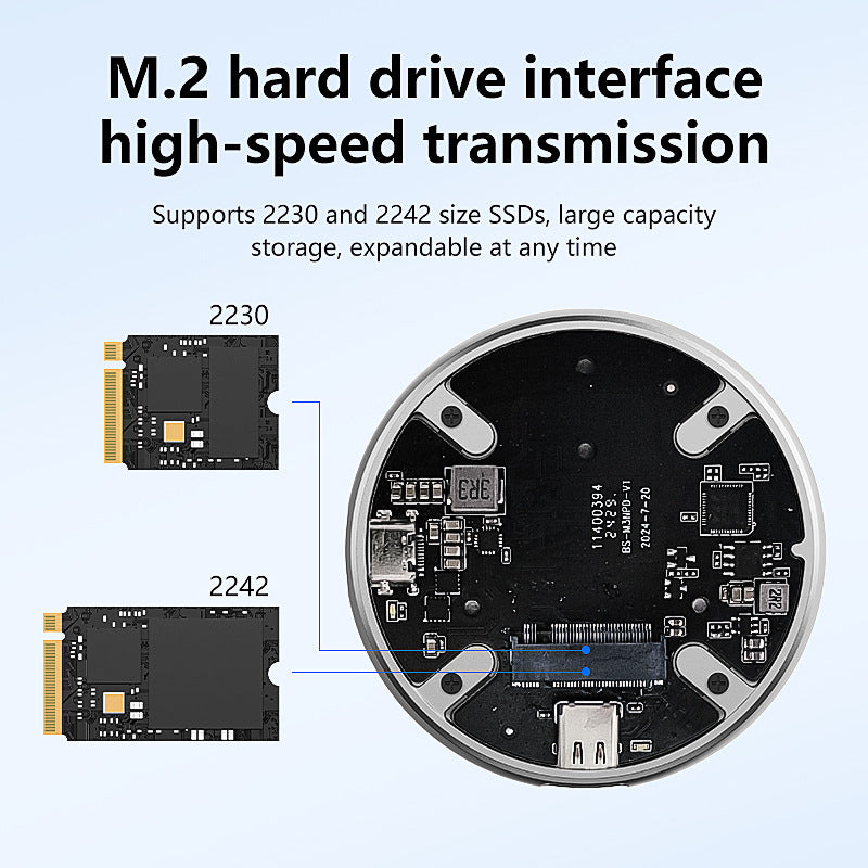 American Smart EP M.2 magnetic NVMe SSD hard drive enclosure with USB 3.2 port for portable storage.