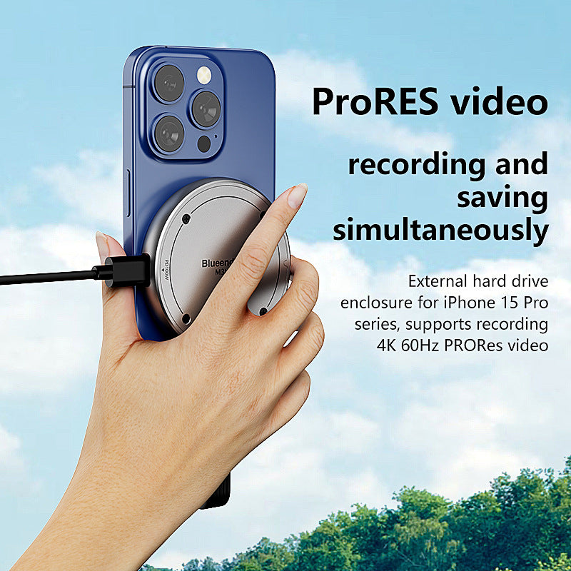 American Smart EP M.2 magnetic NVMe SSD portable hard drive enclosure with USB 3.2 connection.