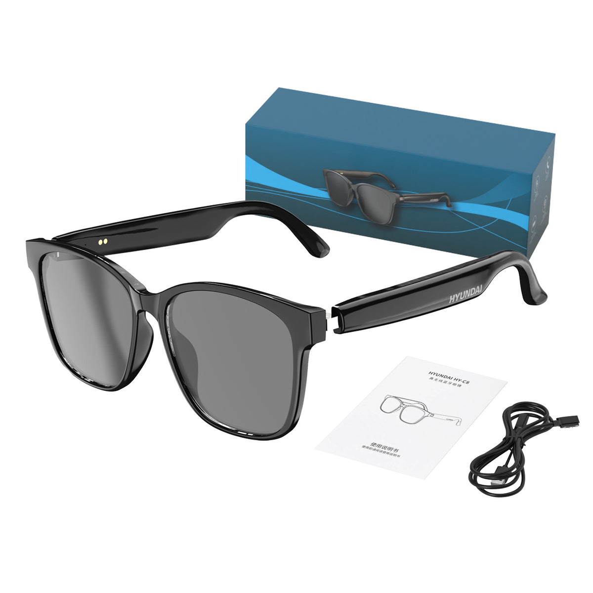 American Smart HY-C8 AI wireless Bluetooth glasses with earphones for 75-language conference translation and real-time interpretation