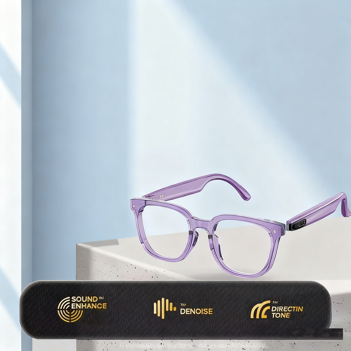 American Smart HY-C8 AI wireless Bluetooth glasses with built-in earphones for 75-language real-time translation and conference interpretation