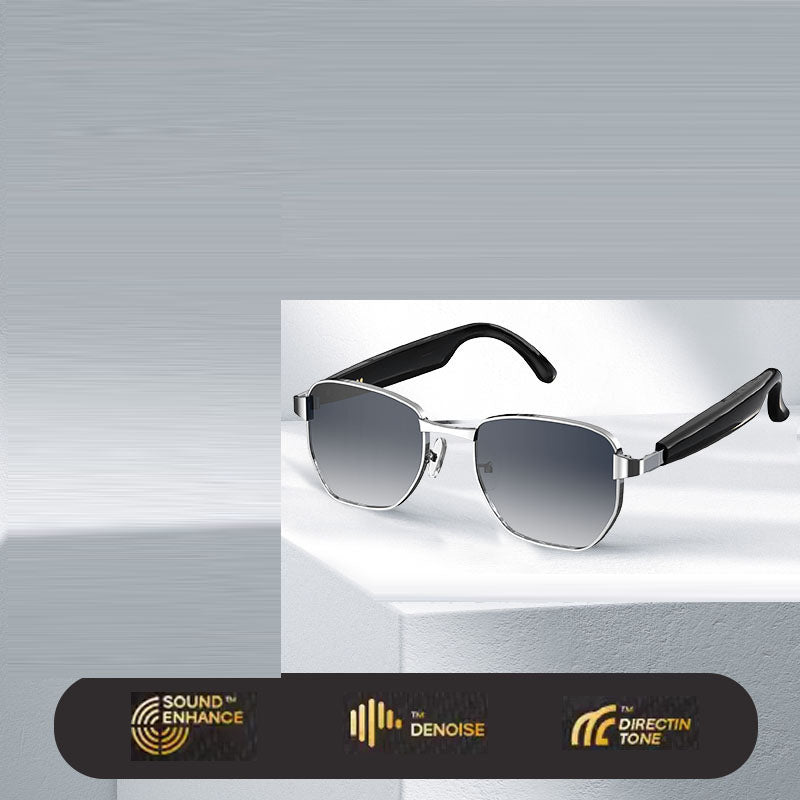 American Smart HY-C8 AI wireless Bluetooth glasses with built-in earphones for multilingual conference translation and interpretation.