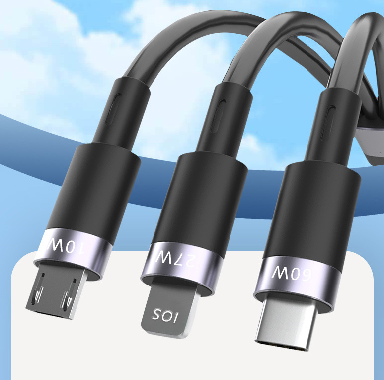 American Smart EP 100W Type-C multifunctional telescopic interface with dual/tri data cables and PD fast charging in five-in-one design