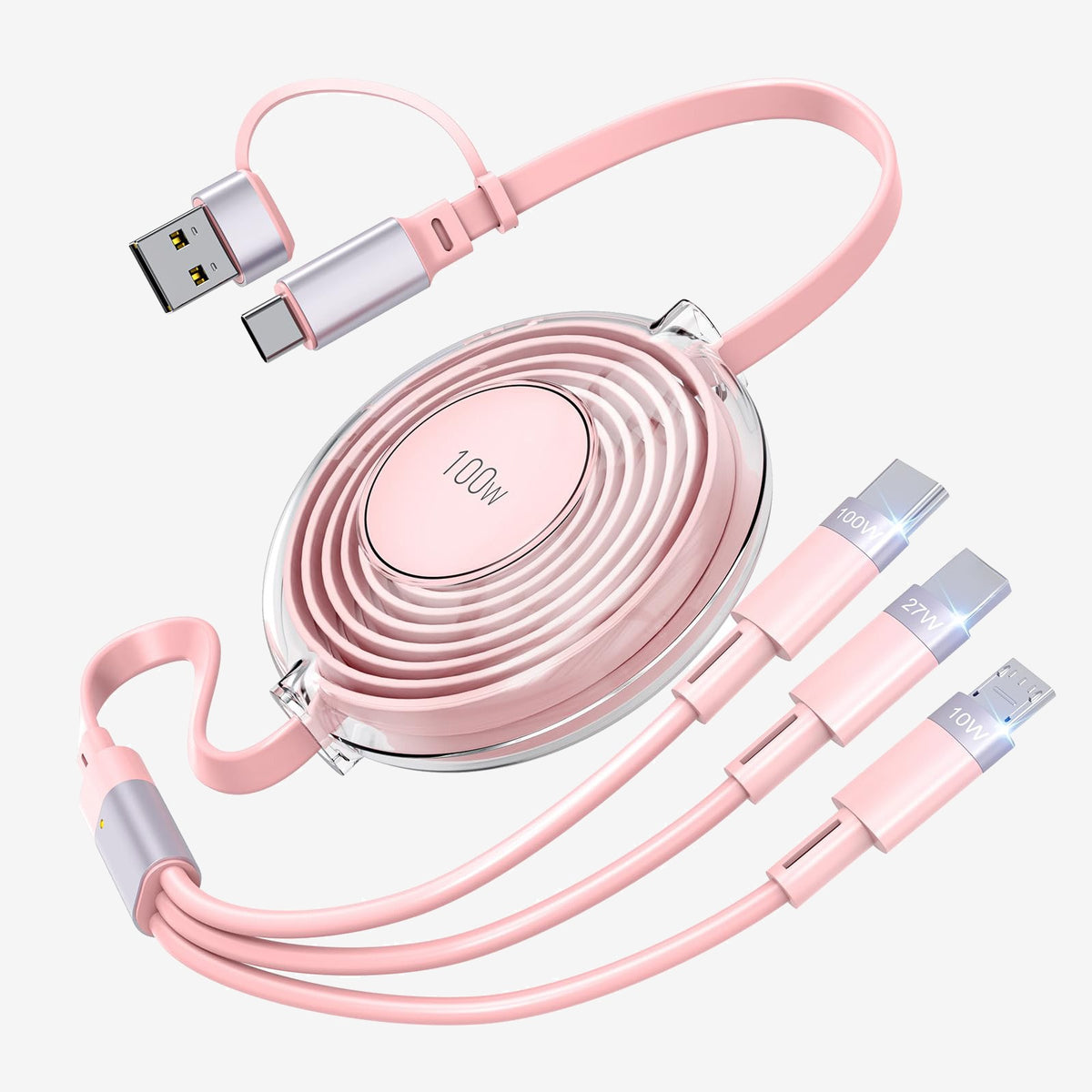 American Smart EP 100W Type-C multifunctional telescopic interface with dual to triple data cables and PD fast charging in a five-in-one design