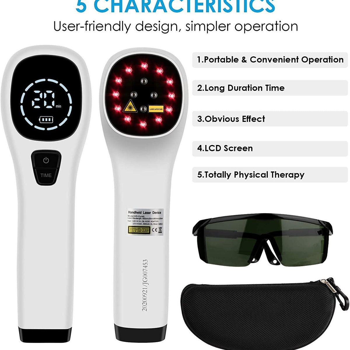 American Smart EP laser light therapy device with red light therapy massage head for pain relief and skin rejuvenation.