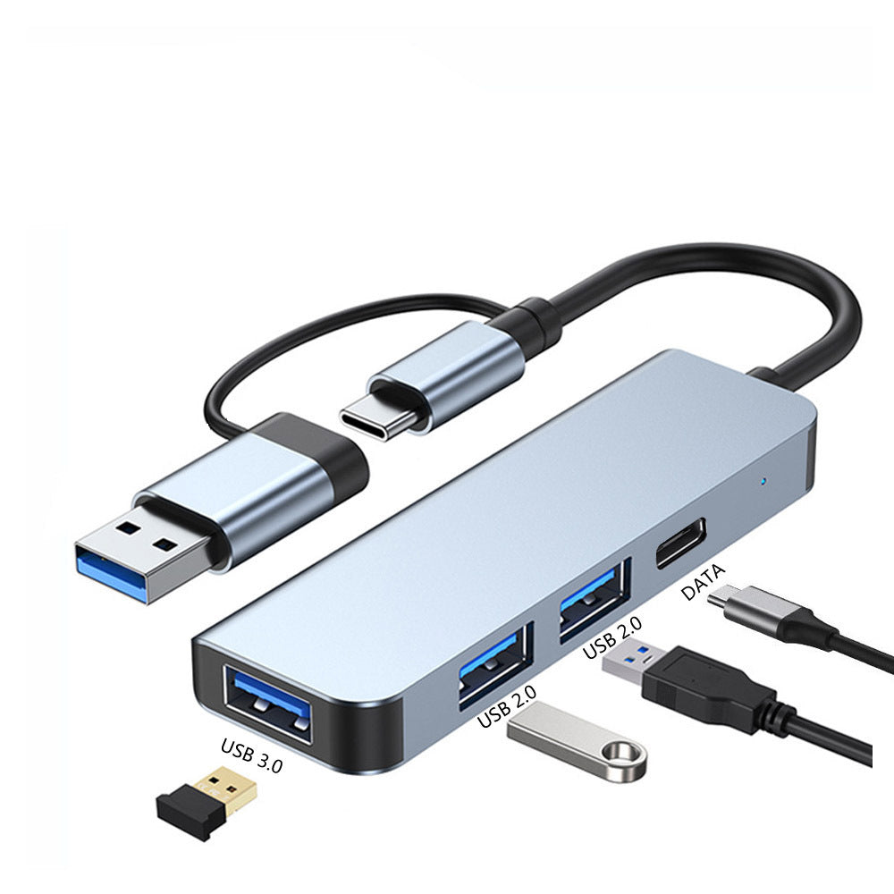 American Smart Type-C4-in-1 USB 3.0 docking station with multiple ports for MacBook and laptops, showing a sleek hub splitter design.