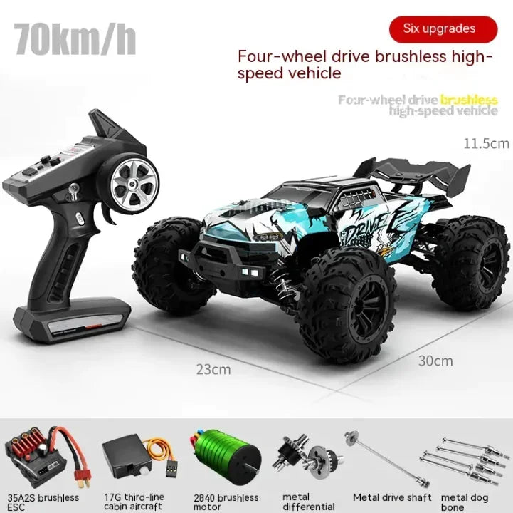 Diecast American Smart EP remote control off-road vehicle with high-speed brushless motor, rugged tires, and detailed design.