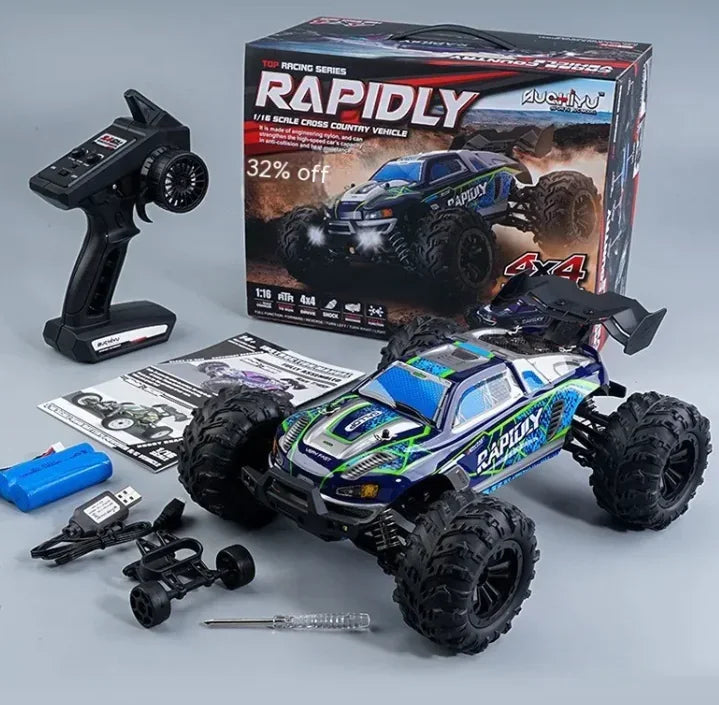Diecast American Smart EP remote control off-road vehicle with brushless motor, high-speed off-road model showcasing rugged design.