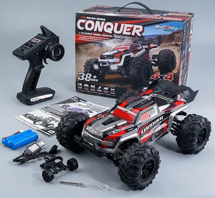 Diecast American Smart EP remote control off-road vehicle with high-speed, brushless motor and rugged off-road design.