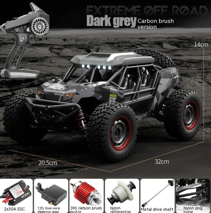 Diecast American Smart EP remote control off-road vehicle with high-speed, brushless motor and rugged design.