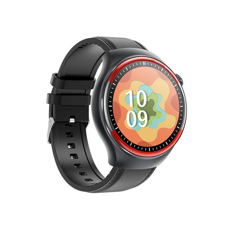 American Smart T82 Bluetooth health monitor showing blood sugar, heart rate, NFC body temperature, and call features on its display.