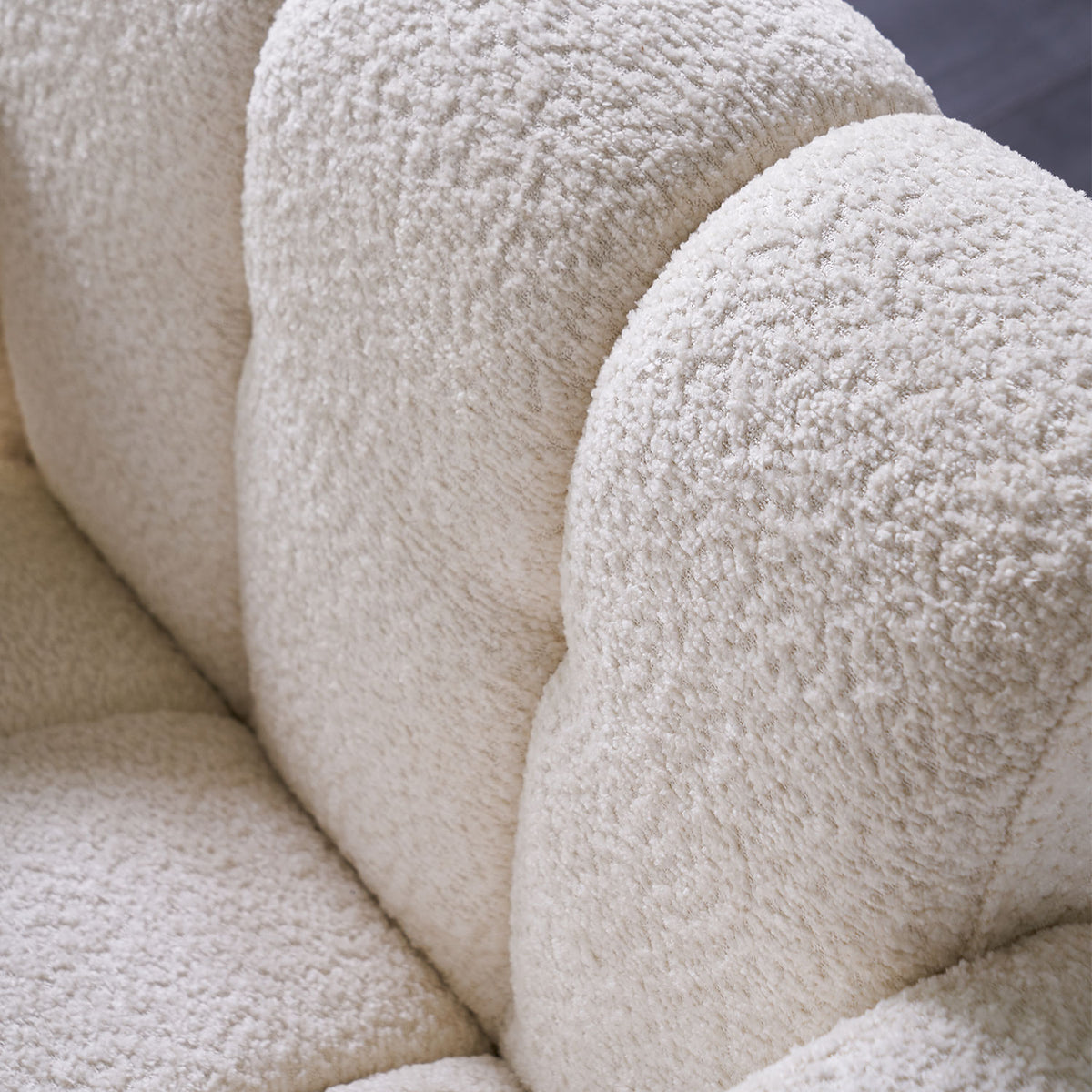 American Smart EP 31.10-inch wide boucle upholstered accent chair with plush fabric and modern design.