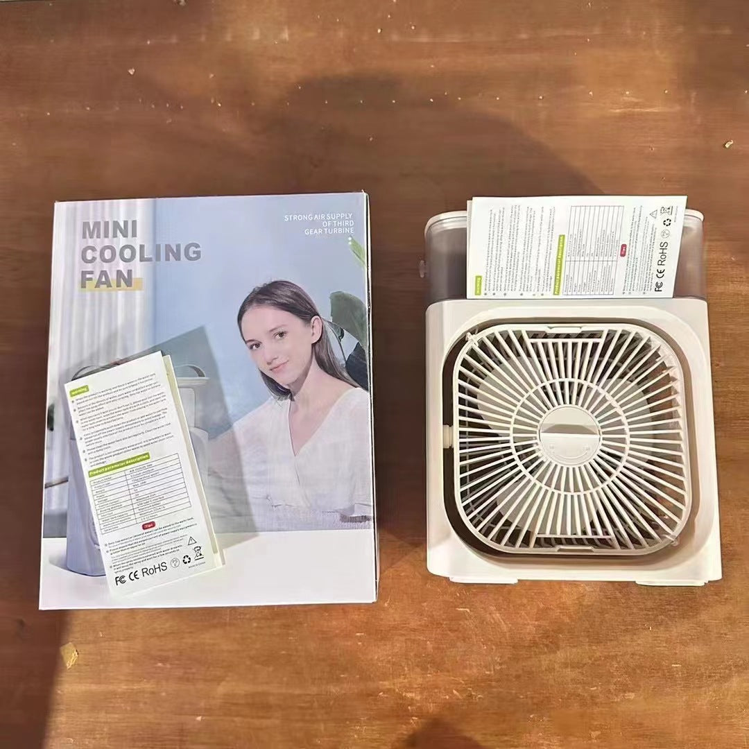 Portable American Smart 3-in-1 Ice Mist Air Cooler showing compact design with mist outlet and control panel for cooling and humidifying.