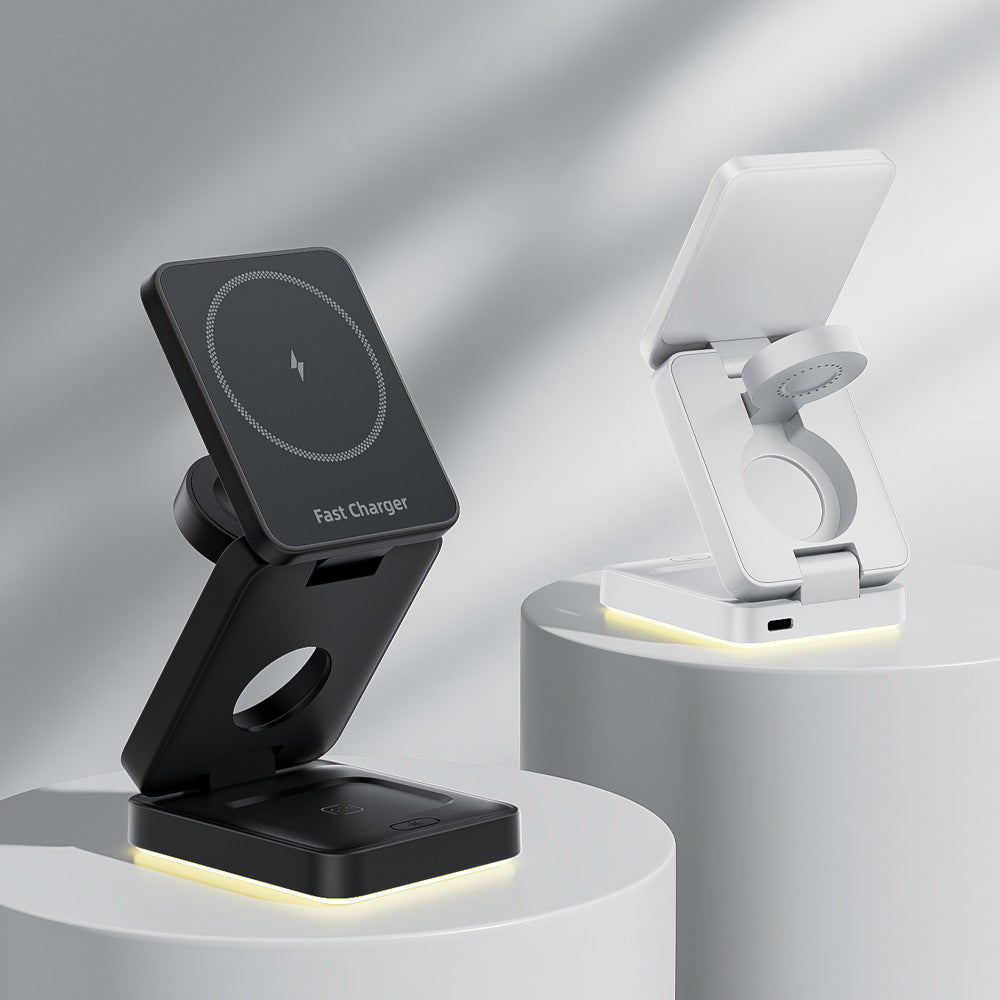 American Smart EP 3-in-1 wireless magnetic foldable charger for iPhone with stand and holder, compact and versatile charging accessory.