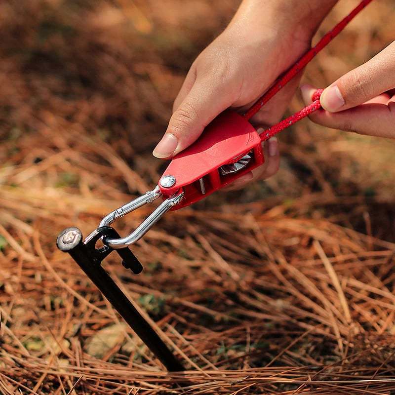Camping Tent Tie Down Rope Tightener Fastening Pulley Ratchet Hangers Awning Rope Hook Canopy Buckle Rope Tightening Straps Tool - American Smart