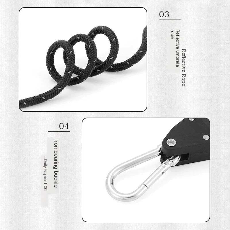 Camping Tent Tie Down Rope Tightener Fastening Pulley Ratchet Hangers Awning Rope Hook Canopy Buckle Rope Tightening Straps Tool - American Smart