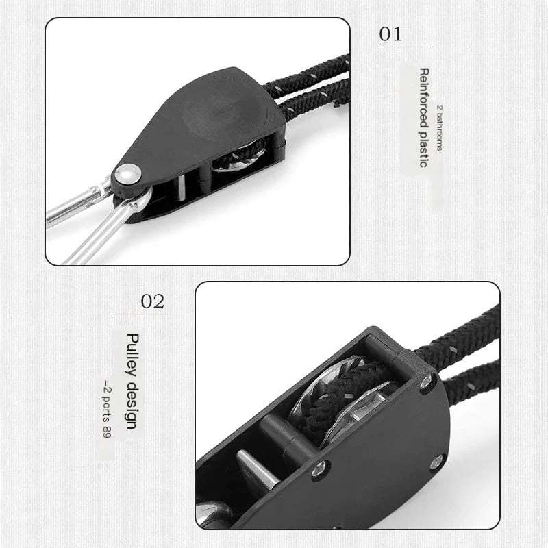 Camping Tent Tie Down Rope Tightener Fastening Pulley Ratchet Hangers Awning Rope Hook Canopy Buckle Rope Tightening Straps Tool - American Smart