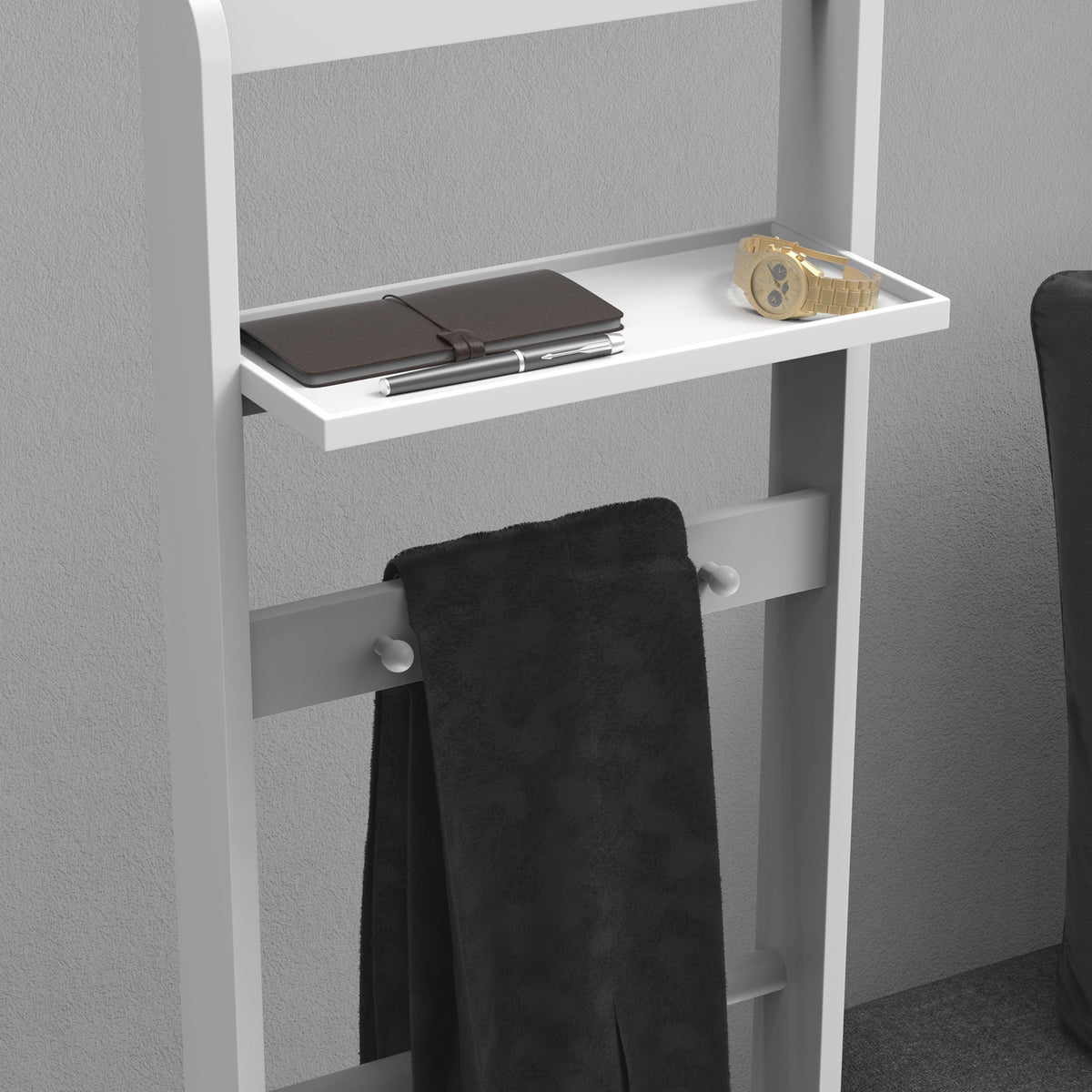Accent Portable Garment Rack,Clothes Valet Stand with Storage Organizer,White Finish - American Smart