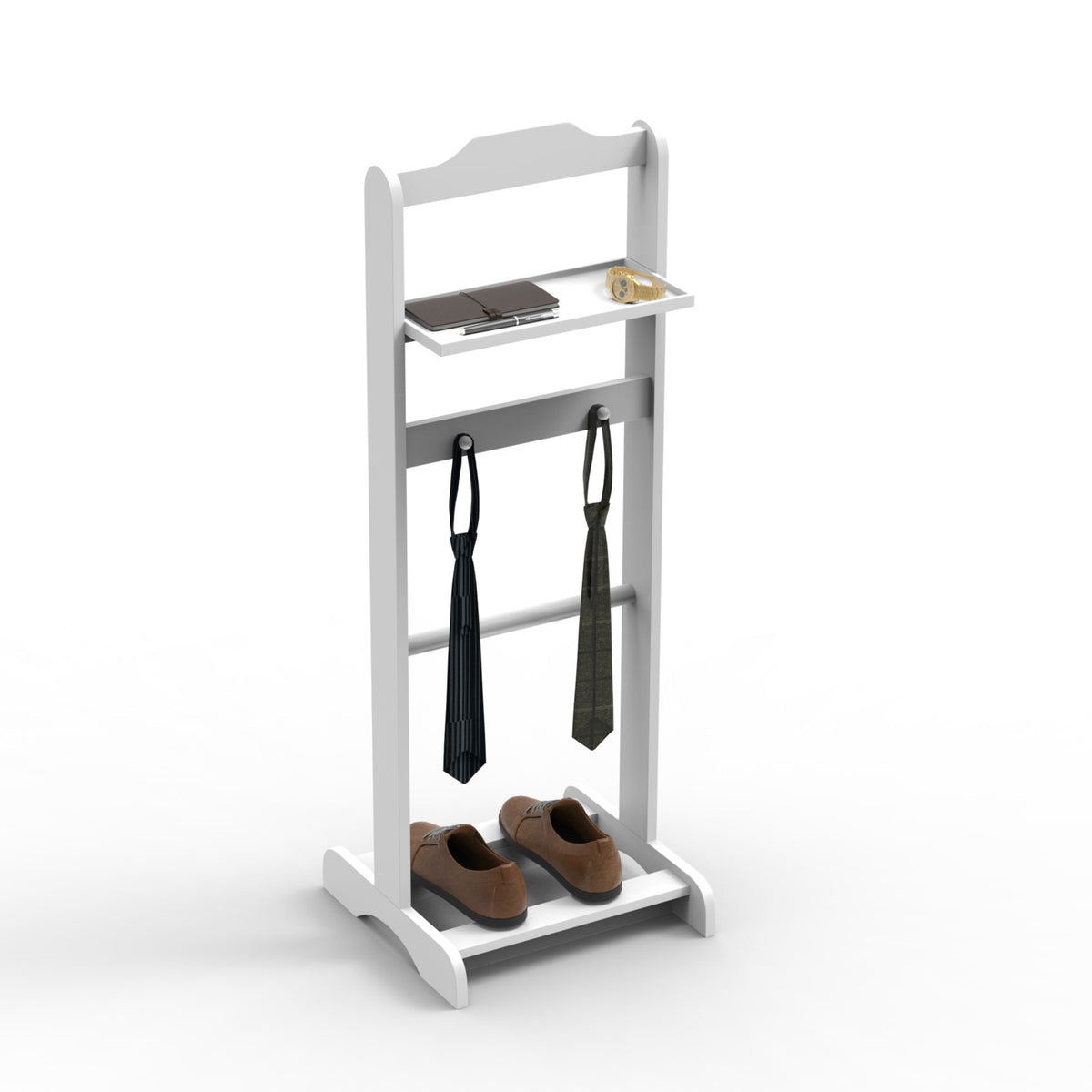 Accent Portable Garment Rack,Clothes Valet Stand with Storage Organizer,White Finish - American Smart