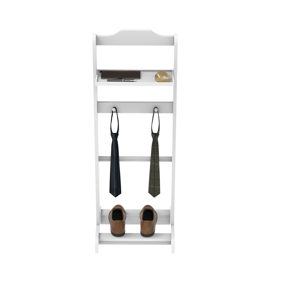 Accent Portable Garment Rack,Clothes Valet Stand with Storage Organizer,White Finish - American Smart