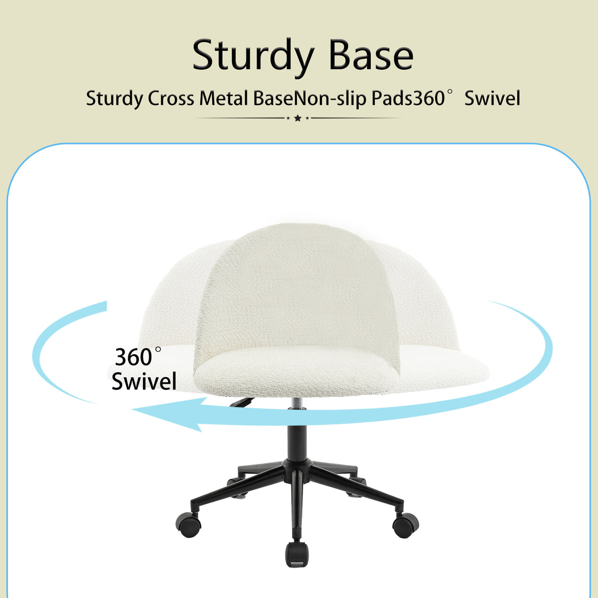 White velvet fabric office chair by American Smart with black legs, cushioned seat, mid back, adjustable height, and rotating wheels.