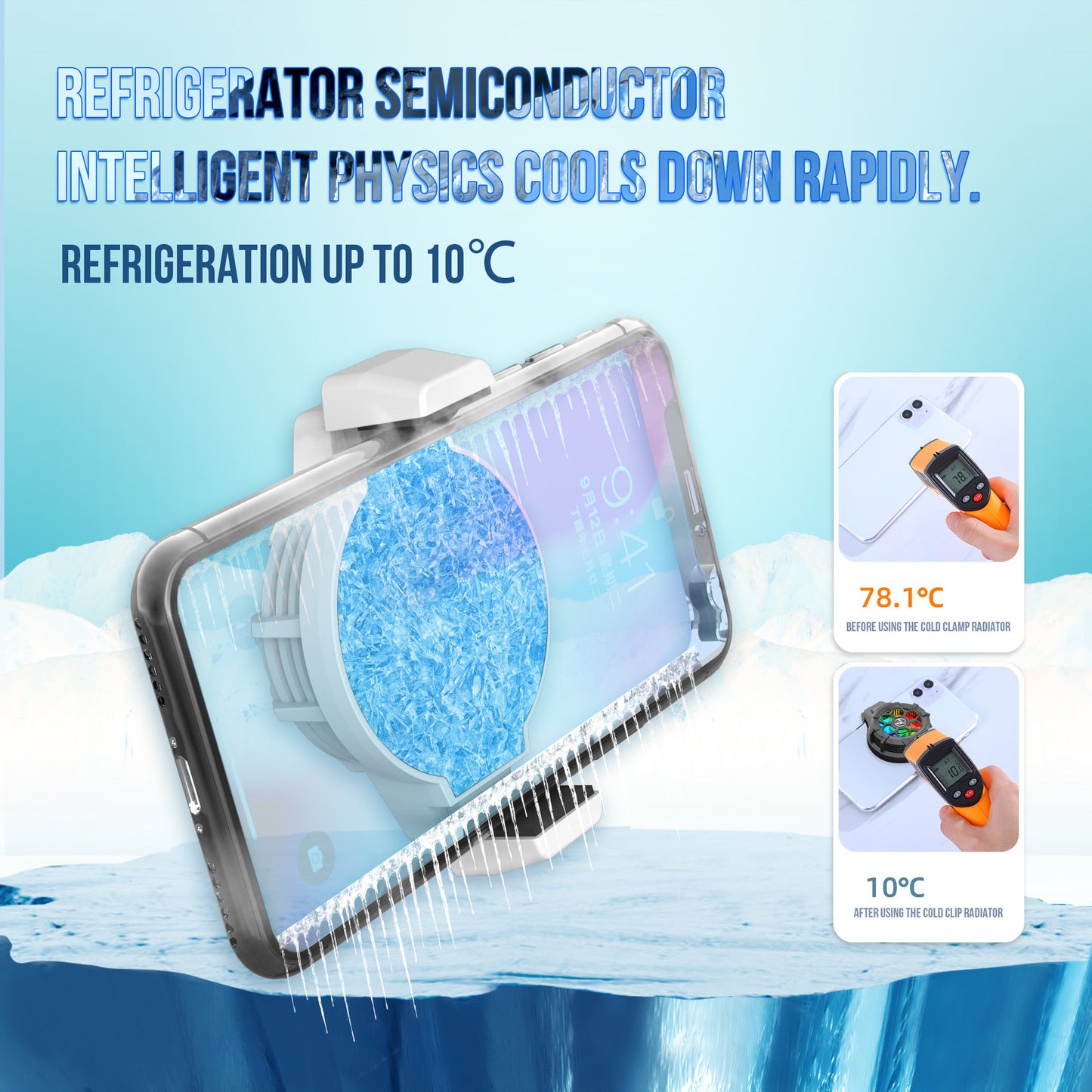 American Smart EP gaming phone heat dissipation clip for cooling and semiconductor heat dissipation during gaming sessions.