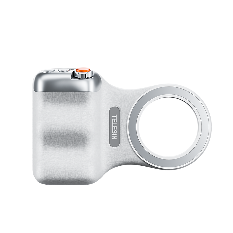 American Smart EP MagSafe compatible photography grip with wireless Bluetooth stabilizer for shake-free smartphone shooting.