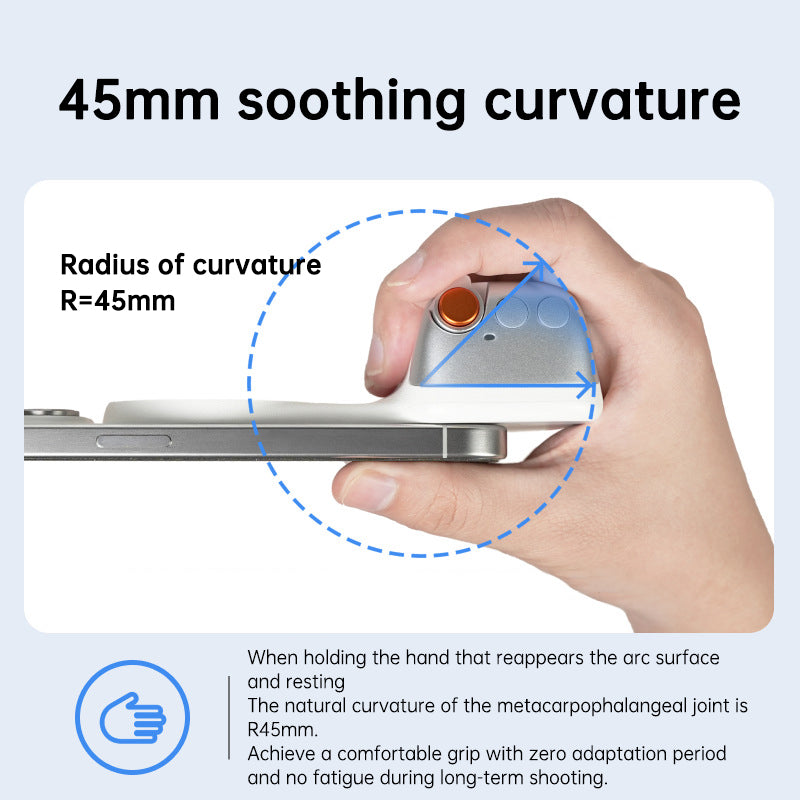 American Smart EP MagSafe compatible fun photography grip with MFi-certified wireless Bluetooth stabilizer for shake-free shooting.
