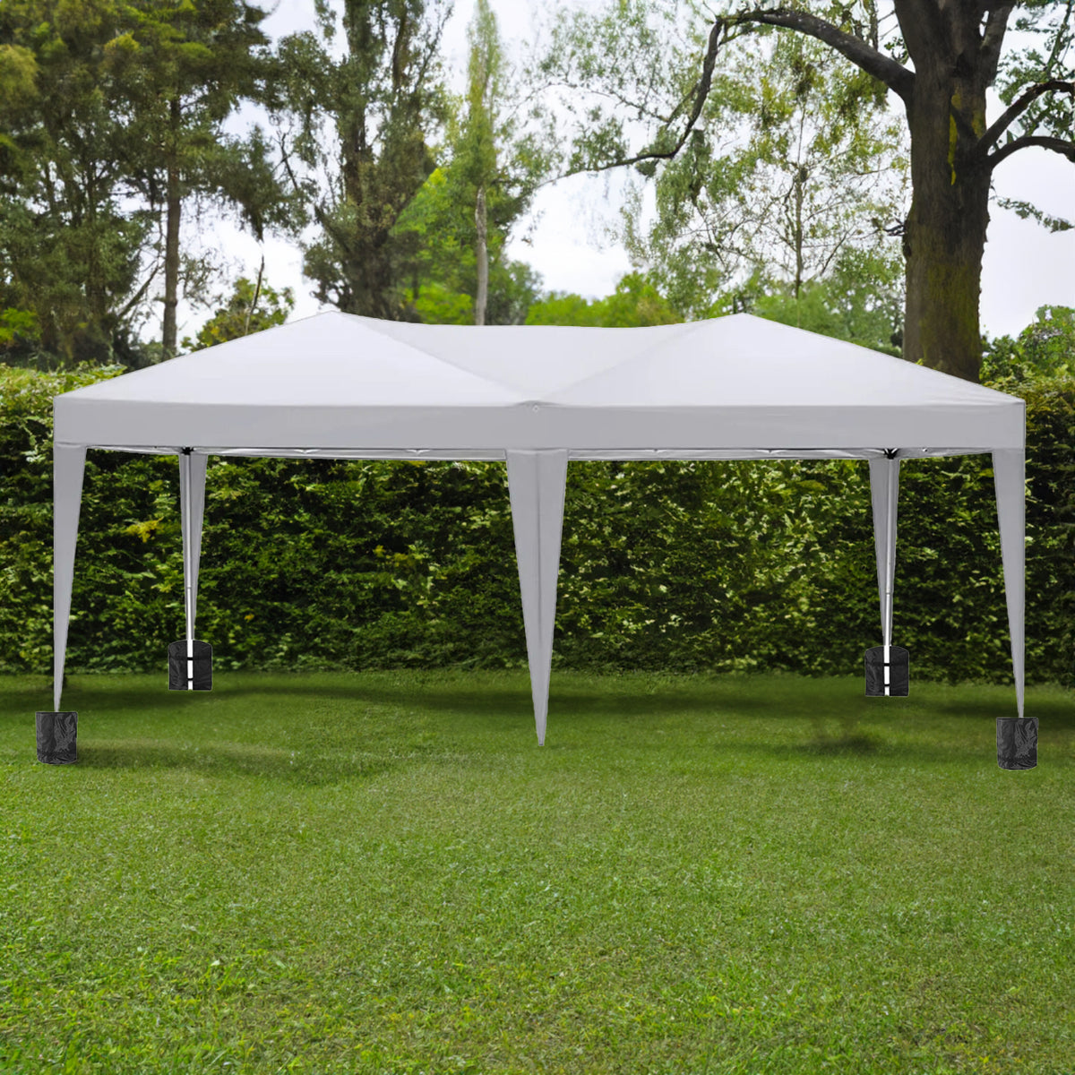 White 10x20 ft folding canopy with six detachable side walls, outdoor activity shelter with UPF 50+ from American Smart EP.