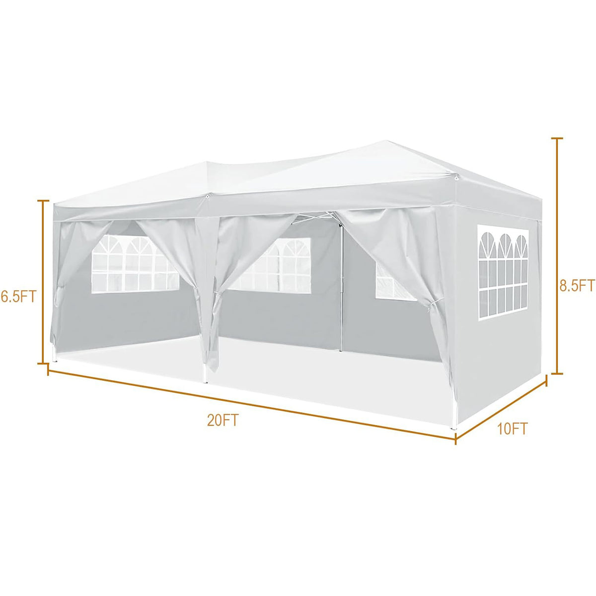 White 10x20 ft American Smart EP folding canopy tent with six detachable side walls, outdoor UPF 50+ activity shelter