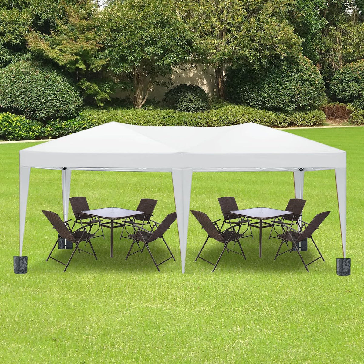 White 10x20 ft folding canopy with six detachable side walls, outdoor shelter with UPF 50+ by American Smart EP