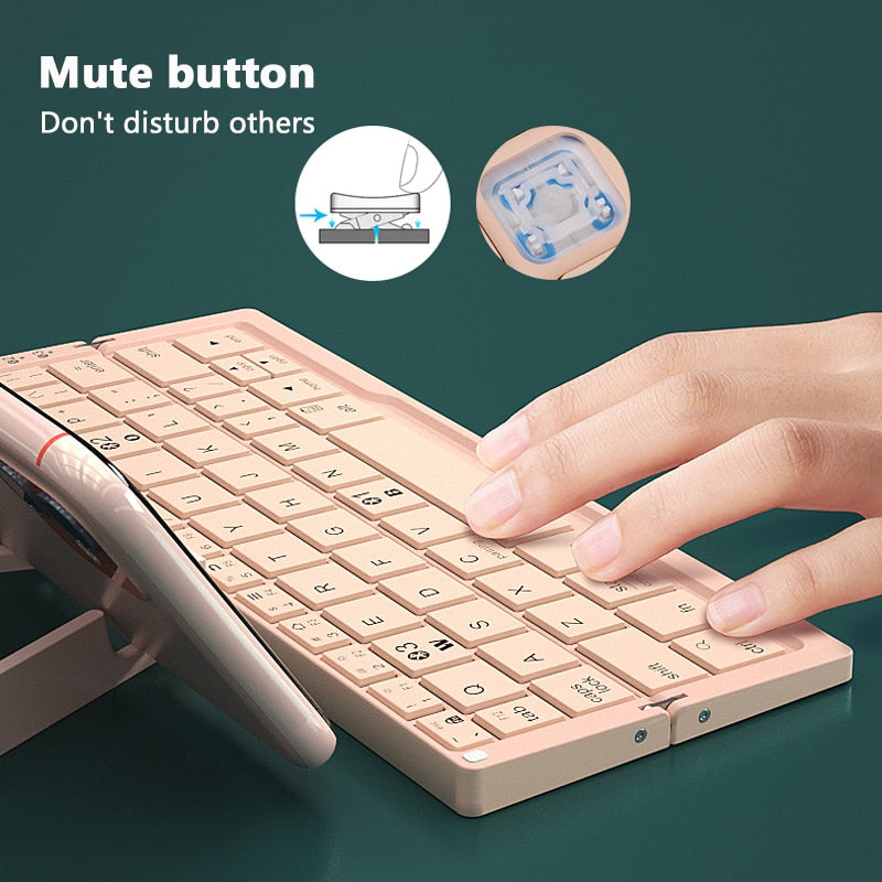 Wireless American Smart EP mini folding Bluetooth keyboard for laptops, tablets, and phones, featuring a compact foldable design.