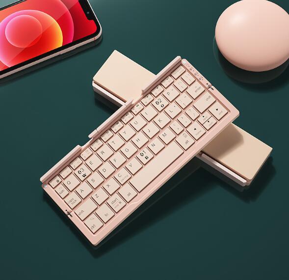 Wireless mini folding keyboard by American Smart-EP, Bluetooth-compatible, foldable for laptops, tablets, phones, and Windows or Android devices.