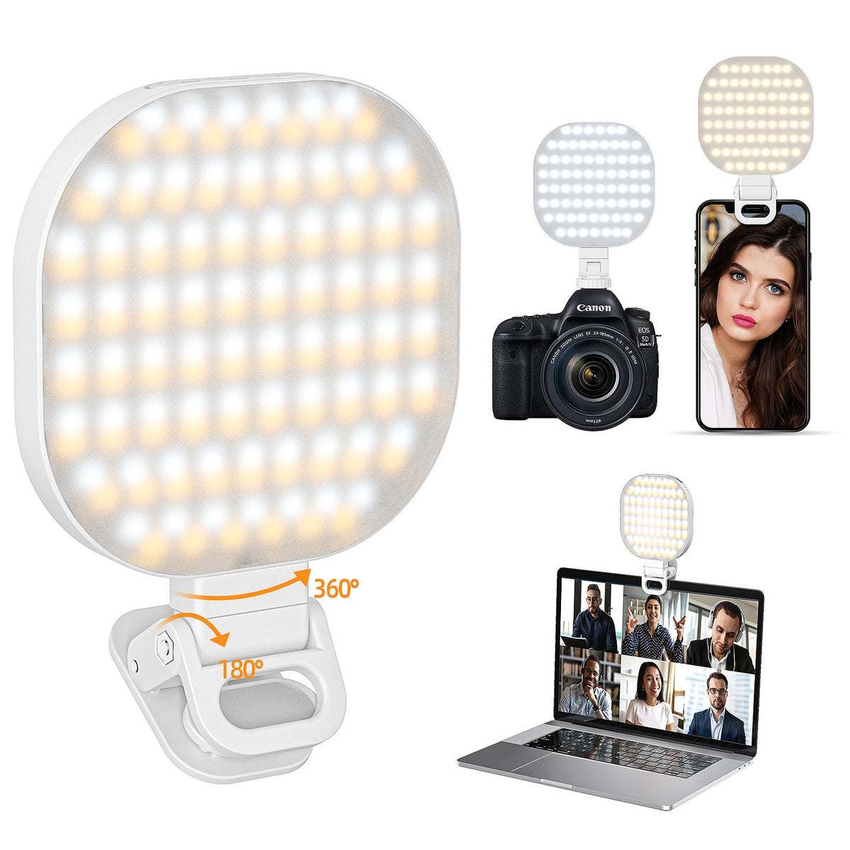 American Smart EP mobile phone fill light with LED ring light for live streaming, video calls, and laptop photography.