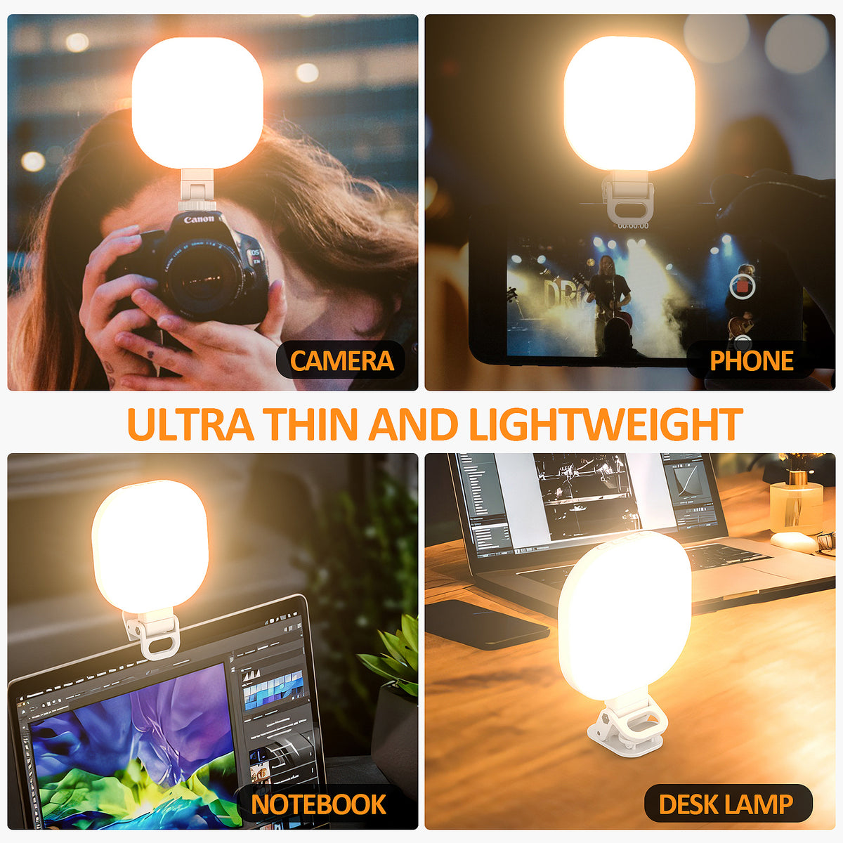 American Smart EP mobile phone fill light and LED ring light for live streaming, video calls, and computer photography setup.